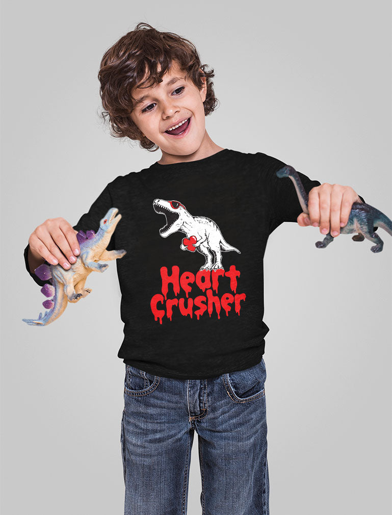 Heart Crusher T-Rex Love Valentine's Day Gift Toddler Kids Long sleeve T-Shirt
