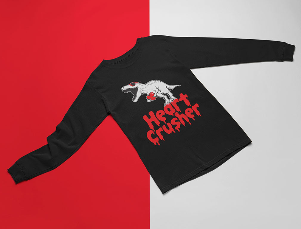 Heart Crusher T-Rex Love Valentine's Day Gift Toddler Kids Long sleeve T-Shirt