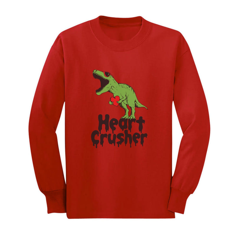 Heart Crusher T-Rex Love Valentine's Gift Youth Long Sleeve T-Shirt