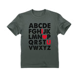 Valentine's Day Gift Alphabet ABC I Love You Toddler Kids T-Shirt