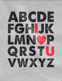 Valentine's Day Gift Alphabet ABC I Love You Toddler Kids T-Shirt