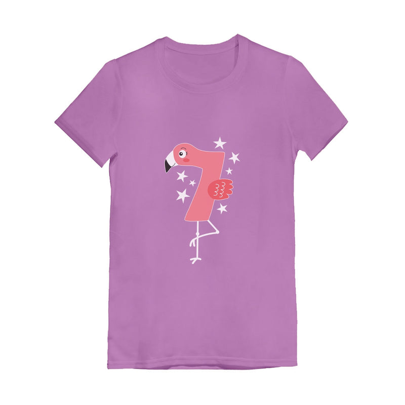 Flamingo 7th Birthday Gift Seven Year old Youth Girls' Fitted T-Shirt