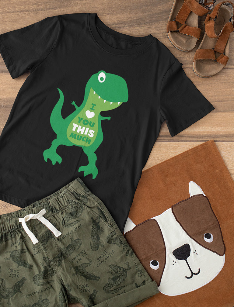 Valentine's Day Gift I Love You This Much T-Rex Raptor Infant Kids T-Shirt