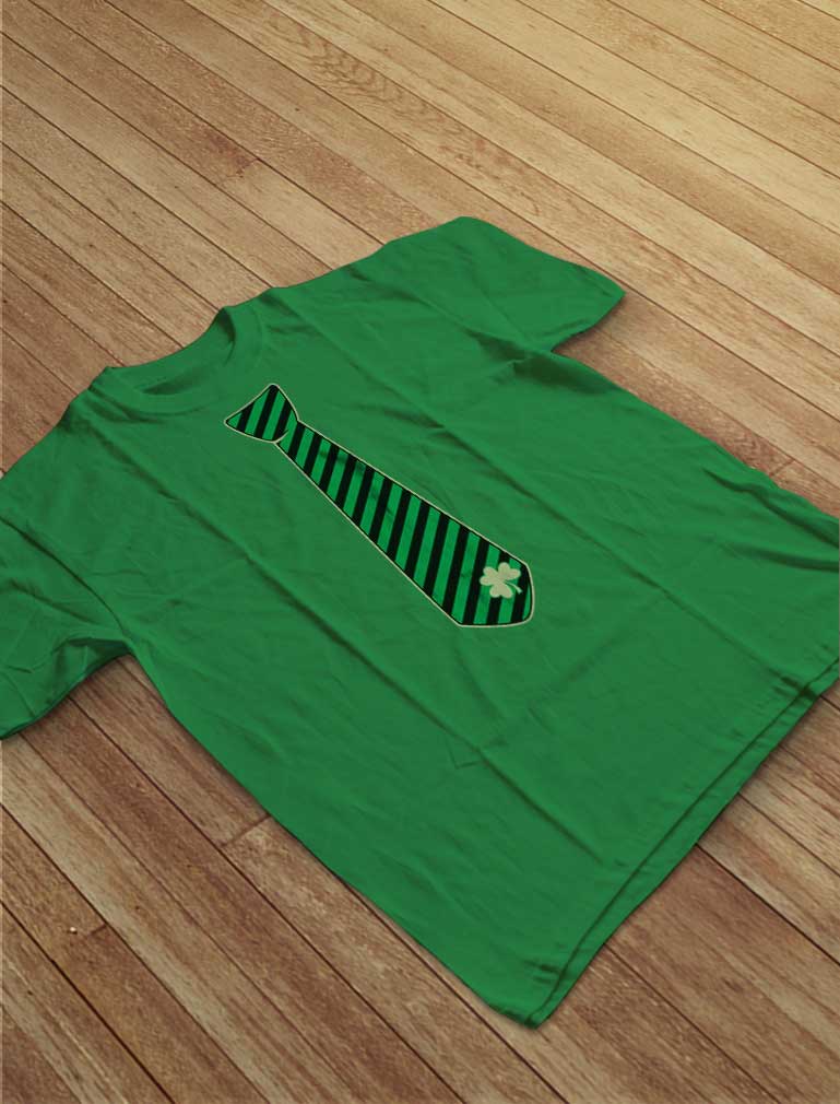 Irish Clover Striped Tie St Patrick's Day Toddler Kids T-Shirt