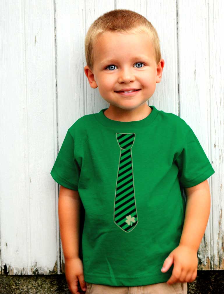 Irish Clover Striped Tie St Patrick's Day Toddler Kids T-Shirt