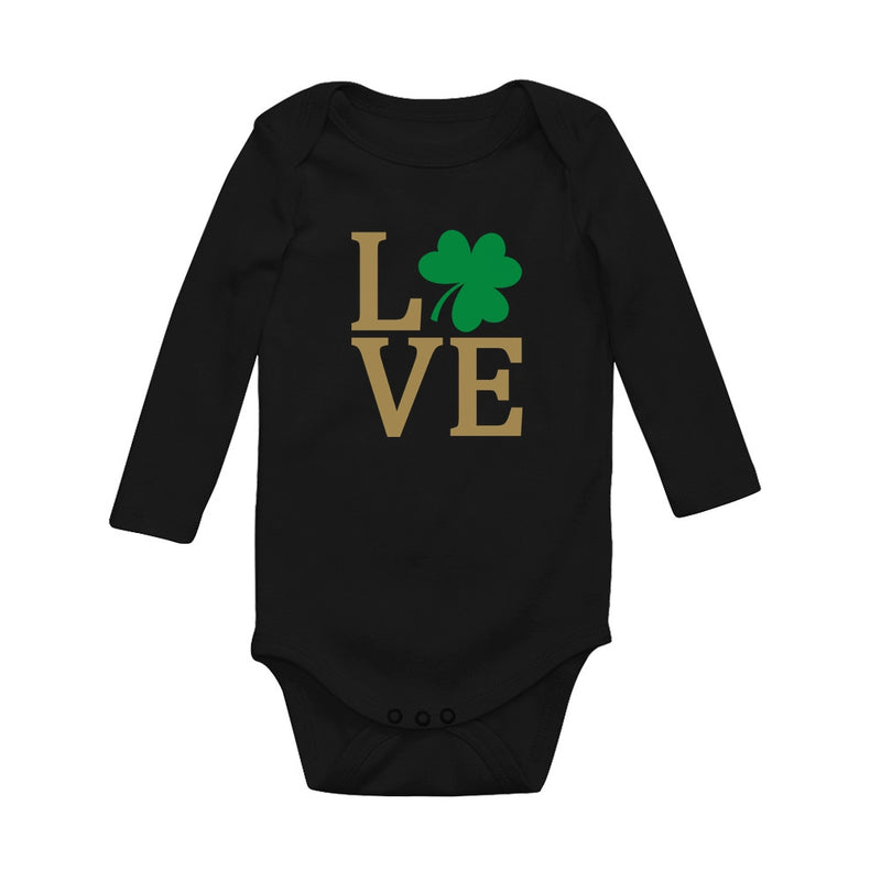 Irish Clover Love St Patrick's Day Cute Irish Baby Long Sleeve Bodysuit