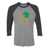 Irish Clover Love St. Patrick's Day 3/4 Women Sleeve Baseball Jersey Shirt 