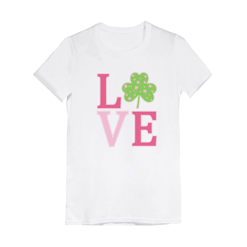 Irish Clover Love St. Patrick's Day Gift Cute Toddler Kids Girls' Fitted T-Shirt