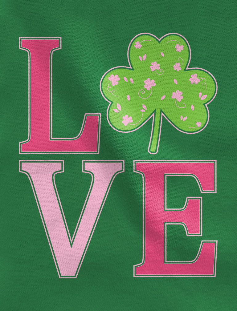 Irish Clover Love St. Patrick's Day Gift Cute Toddler Kids Girls' Fitted T-Shirt