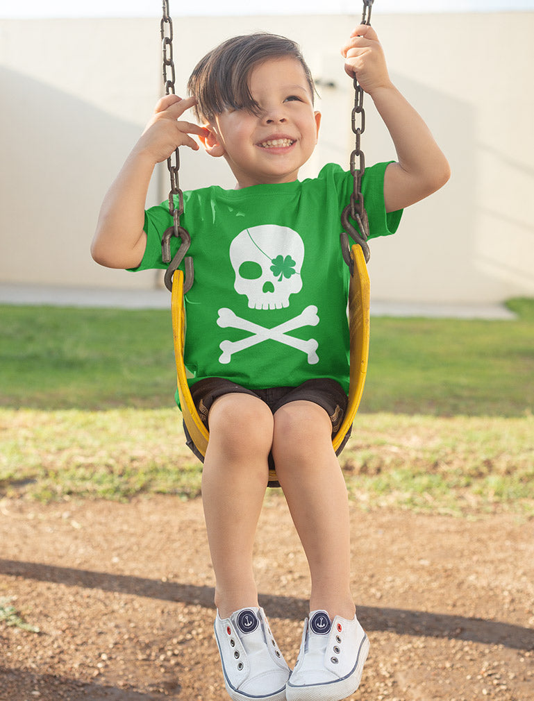 Irish Clover Skull Cool St. Patrick's Day Toddler Kids T-Shirt