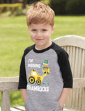 I'm Digging Shamrocks St. Patrick's 3/4 Sleeve Baseball Jersey Toddler Shirt