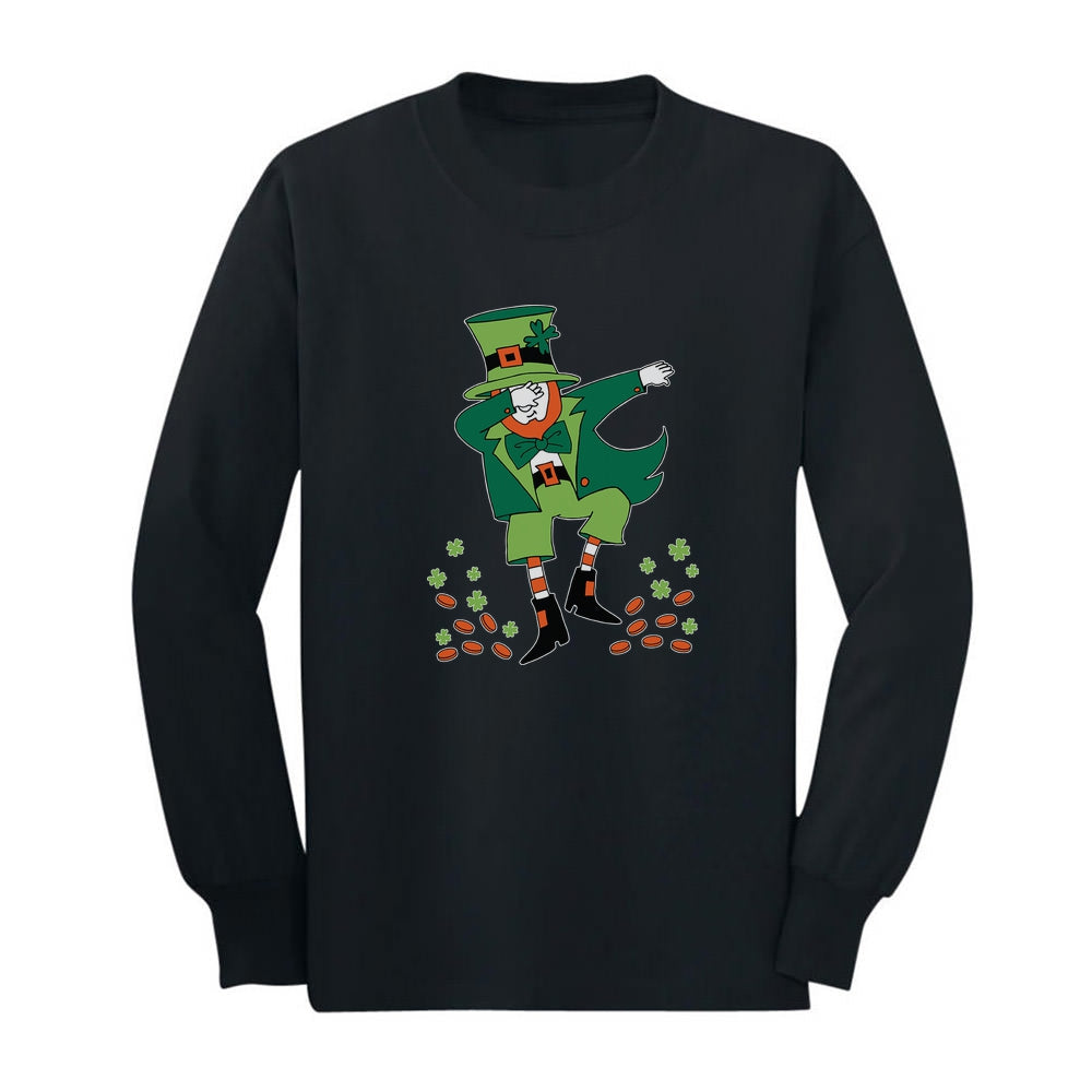 St. Patrick's Day Dabbing Leprechaun Youth Kids Long Sleeve T-Shirt