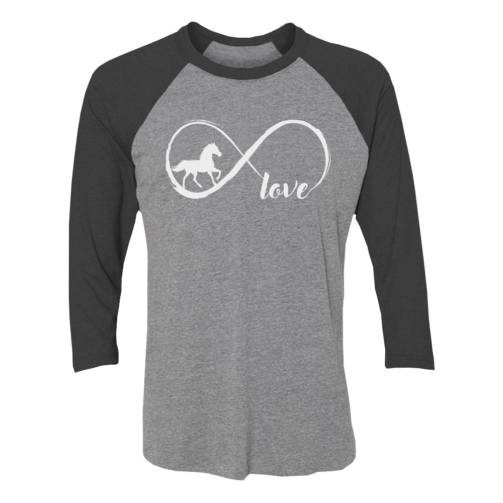 Horse Lover Gift Infinite Love 3/4 Women Sleeve Baseball Jersey Shirt