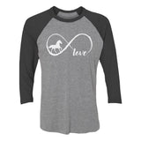 Horse Lover Gift Infinite Love 3/4 Women Sleeve Baseball Jersey Shirt