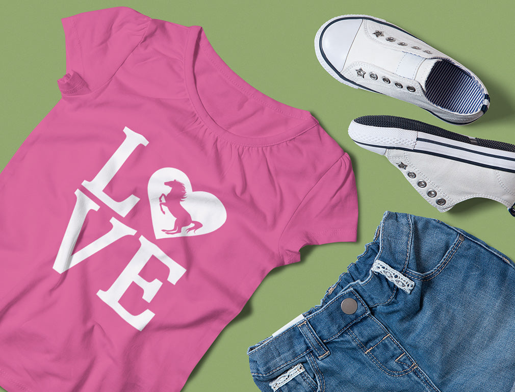 Love Horses Youth Kids Girls' Fitted T-Shirt