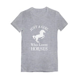 Just A Girl Who Love Horses Youth Kids Girls' Fitted T-Shirt 