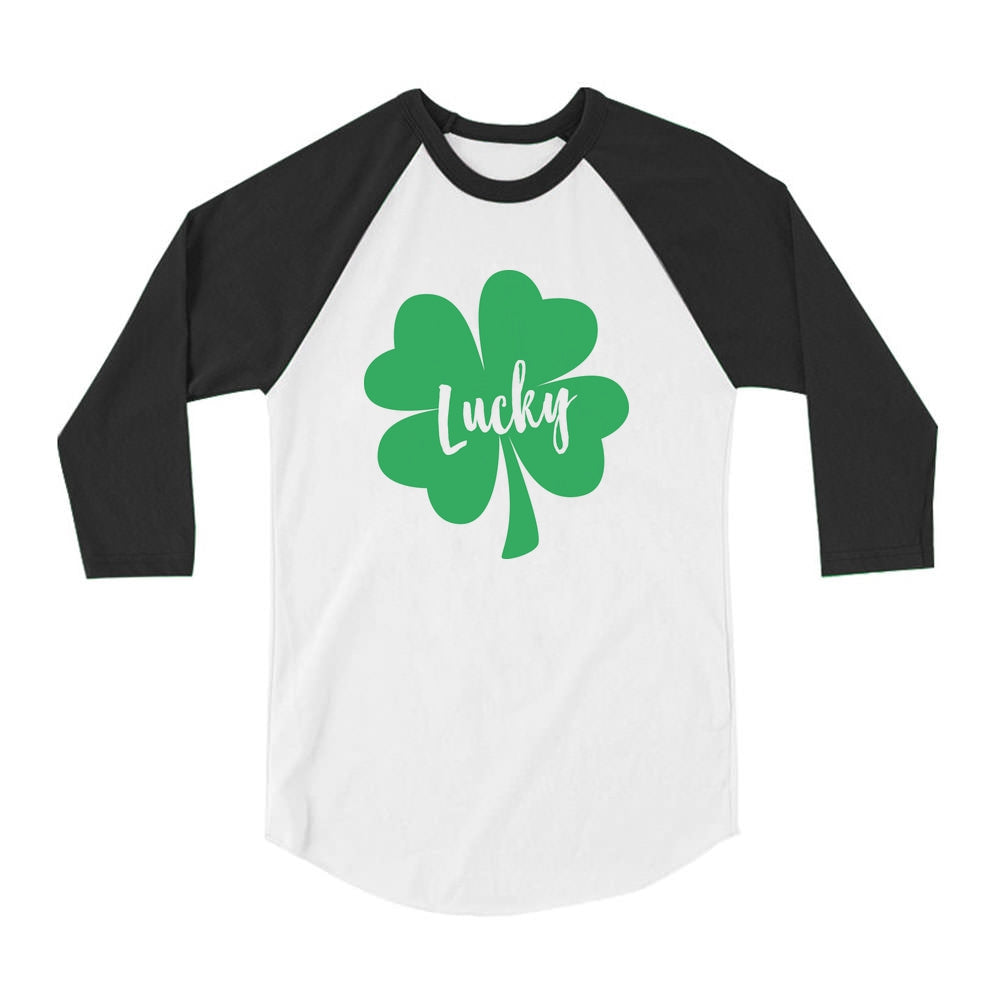 Irish Lucky Clover St. Patrick's Day Toddler Raglan 3/4 Sleeve Baseball Tee