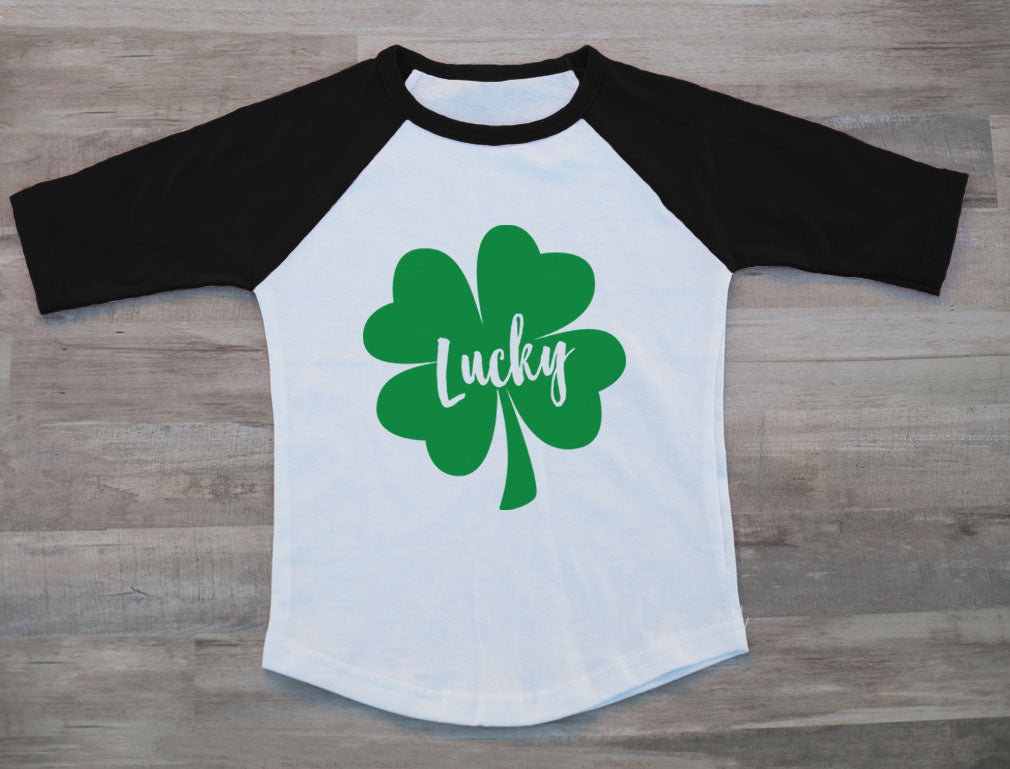 Irish Lucky Clover St. Patrick's Day Toddler Raglan 3/4 Sleeve Baseball Tee