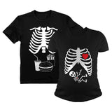 Halloween Skeleton Maternity Tee Baby Boy X-Ray Matching Couple Set Burger Tee 