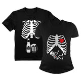 Halloween Skeleton Maternity Shirt Baby Boy X-Ray Matching Couples Set Beer Tee 