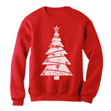 White Distressed Christmas Tree Women Sweatshirt
