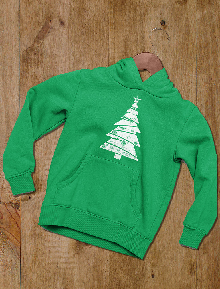 White Distressed Christmas Tree Women Hoodie