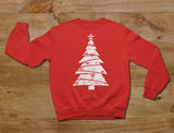 White Distressed Christmas Tree Women Sweatshirt