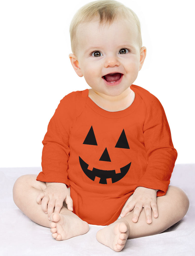 Cute Little Pumpkin Outfit Halloween Infant Jack O' Lantern Baby Bodysuit