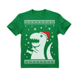 Santa T-Rex Dinosaur Ugly Christmas Kids T-Shirt