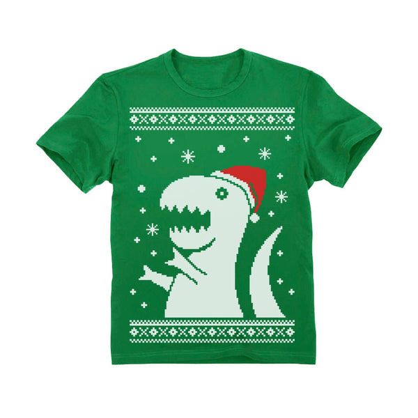 Santa T Rex Dinosaur Ugly Christmas Sweater For Kids Tstars