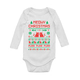Cute Xmas Bodysuit - Meowy Christmas Ugly Sweater Design Baby Long Sleeve Bodysuit 