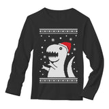 Big Santa T-Rex Dinosaur Ugly Christmas Long Sleeve Tee