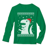Big Santa T-Rex Dinosaur Ugly Christmas Long Sleeve Tee