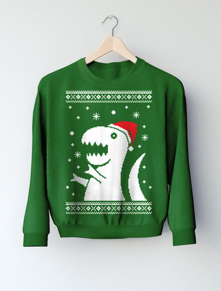 Ugly Christmas Sweater Big Trex Santa - Funny Xmas Sweatshirt