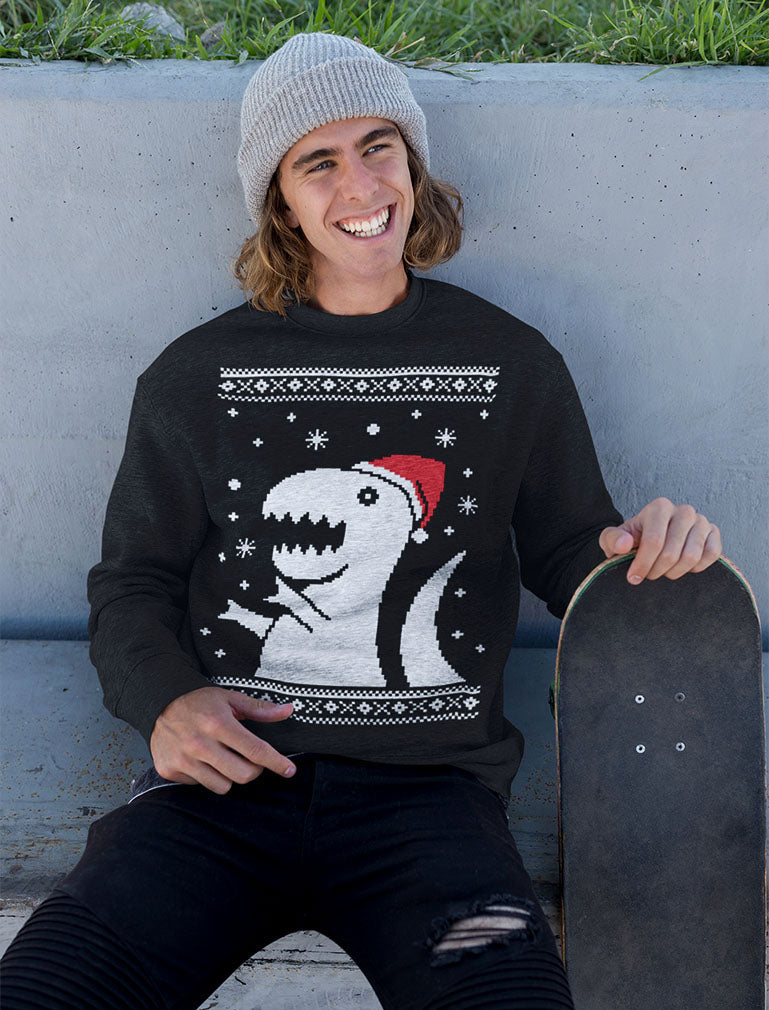 Ugly Christmas Sweater Big Trex Santa - Funny Xmas Sweatshirt