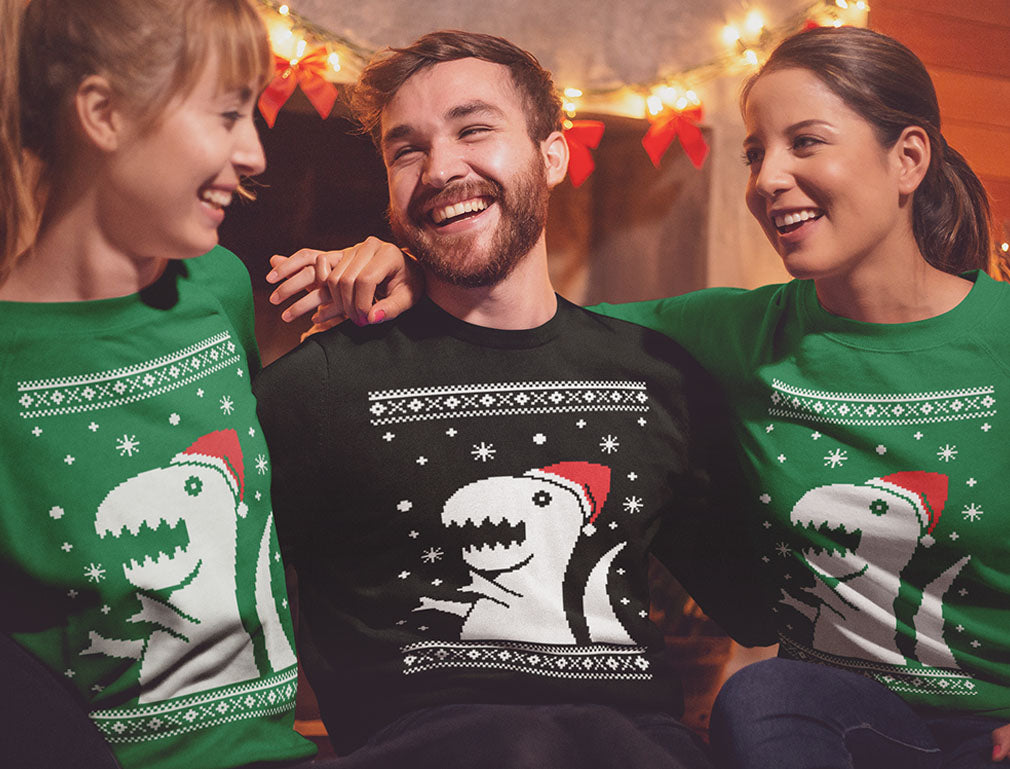 Ugly Christmas Sweater Big Trex Santa - Funny Xmas Sweatshirt