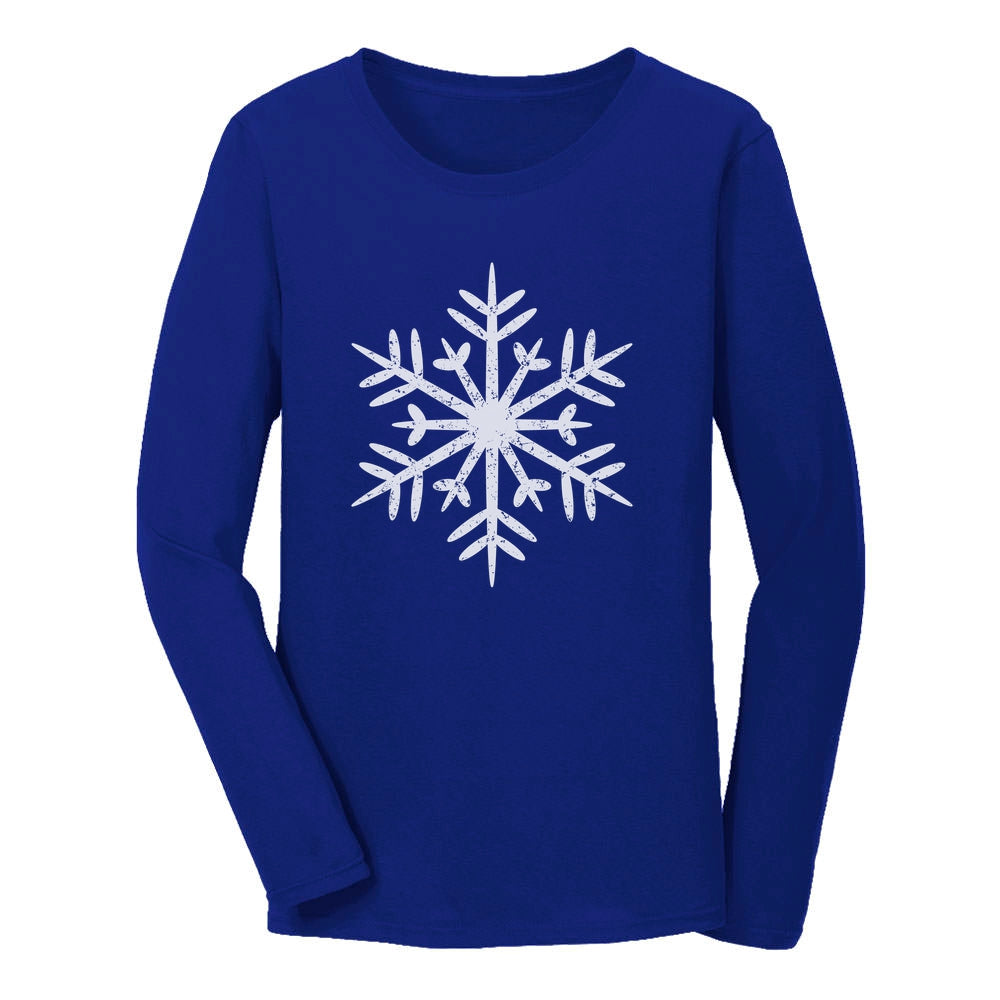 Big White Snowflakes Christmas Gift Xmas Women Long Sleeve T-Shirt