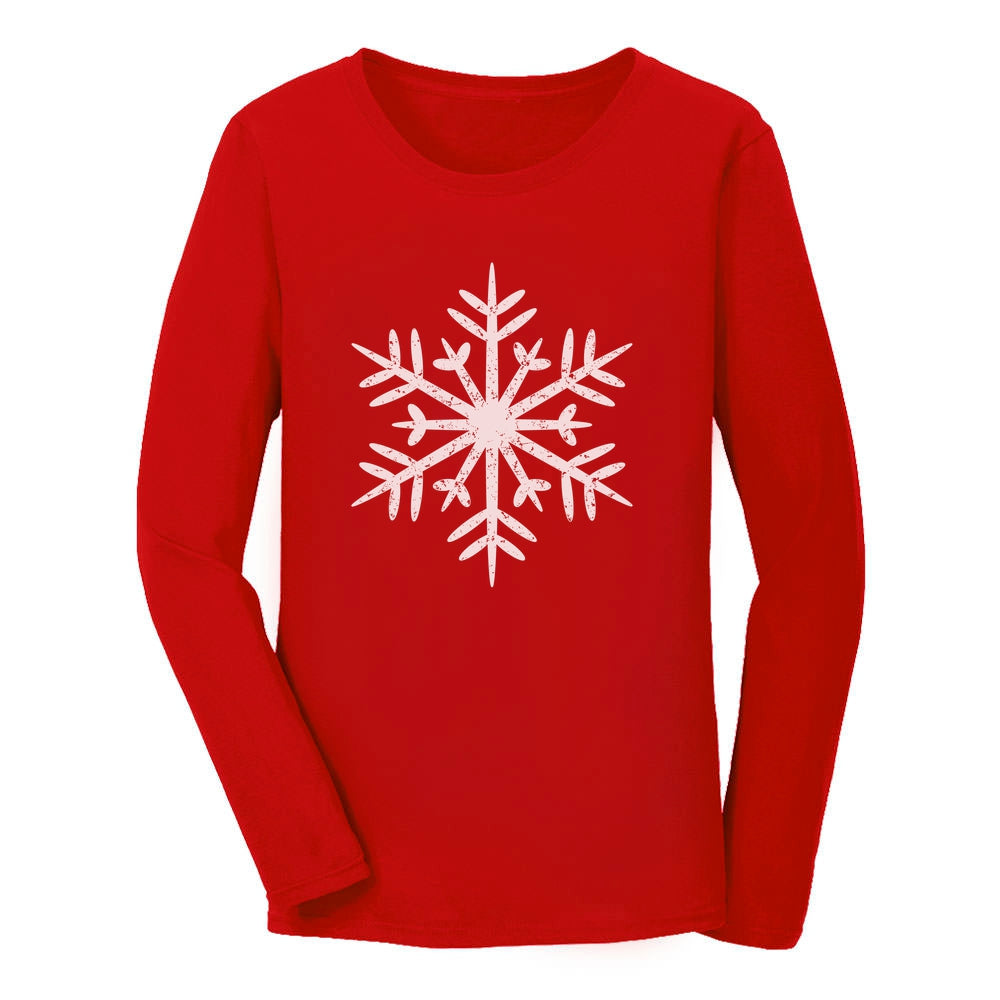 Big White Snowflakes Christmas Gift Xmas Women Long Sleeve T-Shirt
