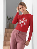 Big White Snowflakes Christmas Gift Xmas Women Long Sleeve T-Shirt