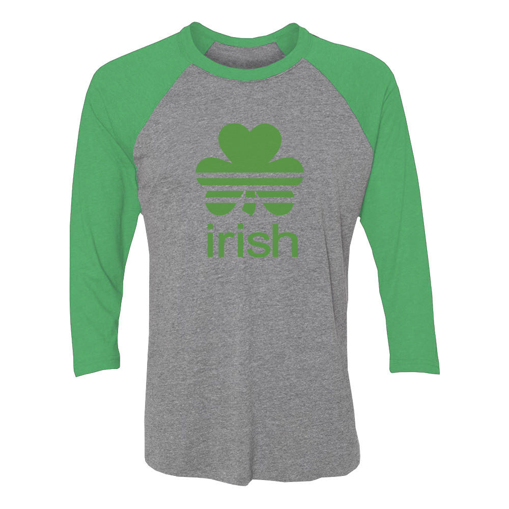 Irish Shamrock Clover 3/4 Women Sleeve Baseball Jersey Shirt