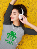 Irish Shamrock Clover 3/4 Women Sleeve Baseball Jersey Shirt