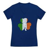 Irish Flag Clover V-Neck Fitted Women T-Shirt