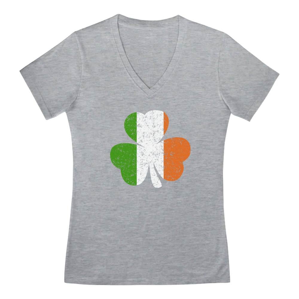 Irish Flag Clover V-Neck Fitted Women T-Shirt
