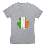 Irish Flag Clover V-Neck Fitted Women T-Shirt