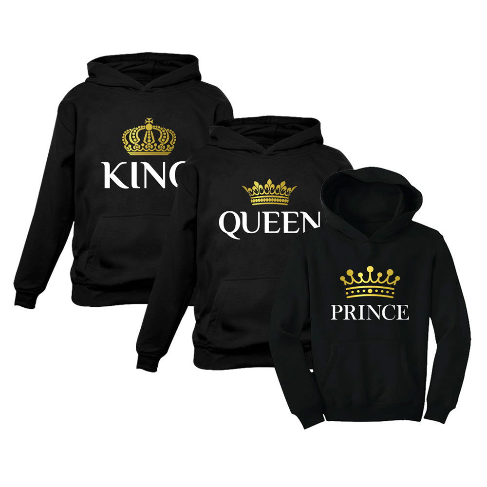 King Queen & Prince Cute Matching Family Hoodie Set - Valentine's Gift