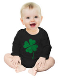 Faded Shamrock Green Clover Baby Long Sleeve Bodysuit