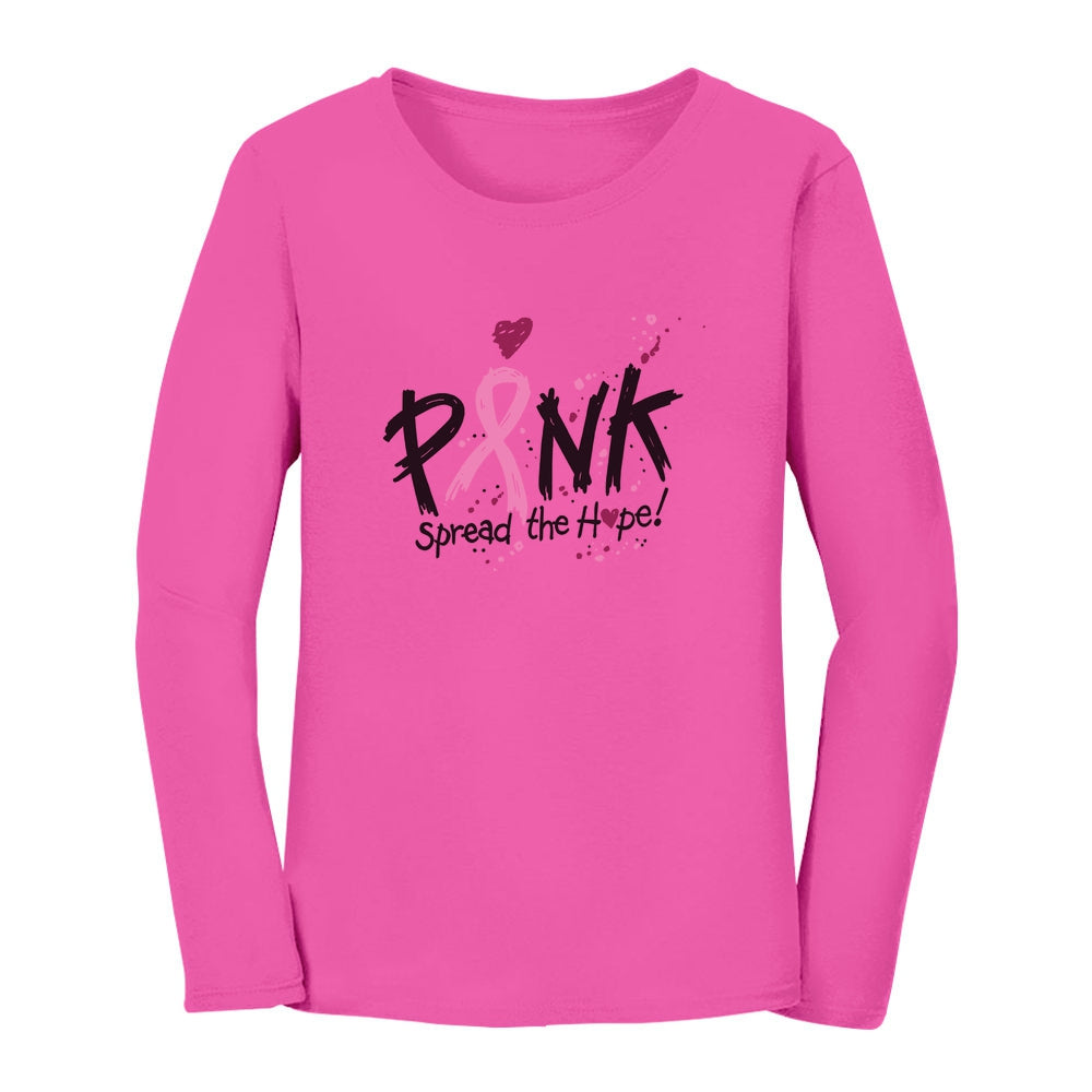Spread The Hope Pink Breast Cancer Awareness Long Sleeve Women's T-Shirt