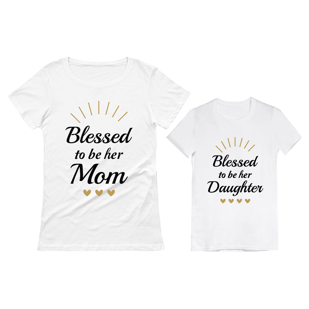 Blessed Mommy and Me Mother & Daughter Matching T-shirts Mother's Day Gift Set