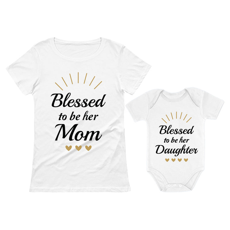 Blessed Mommy & Me Mom T-shirt & Daughter Bodysuit Matching Mother's Day Set