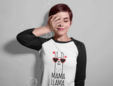 Mama Llama 3/4 Women Sleeve Baseball Jersey Shirt 
